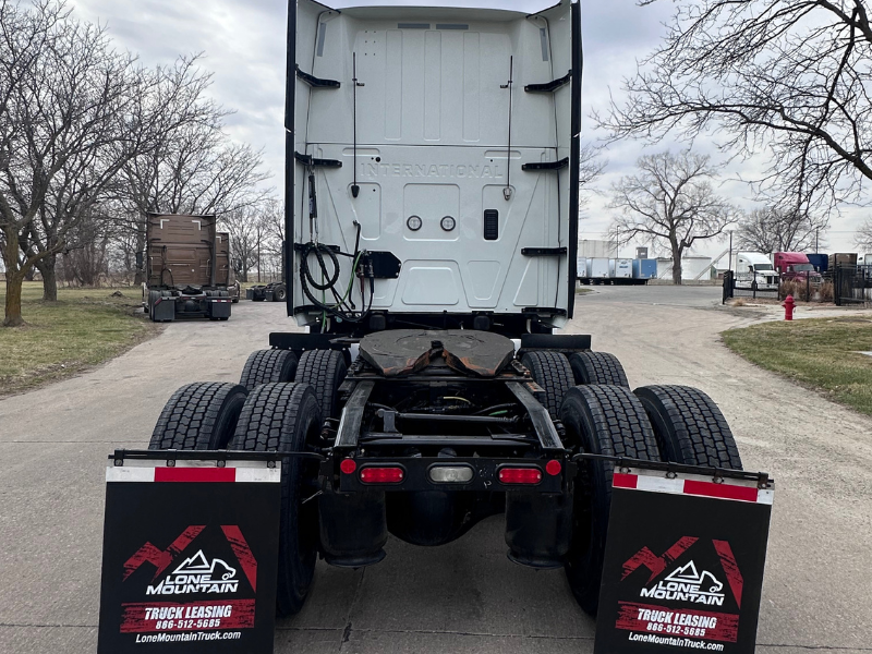 Back of white 2022 International LT
