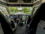 Seats, steering wheel and dashboard of 2027 Volvo VNL 860
