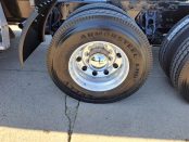 Wheels and tires of a 2022 Black Peterbilt 579