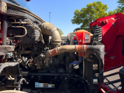 Hood up on a 2022 Peterbilt 579