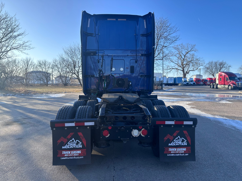Rear of a blue 2022 International LT