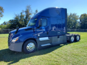 Blue 2022 Freightliner Cascadia front driver's side