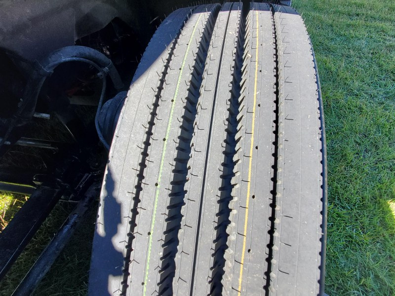 Close-up of tires on a 2022 Freightliner Cascadia